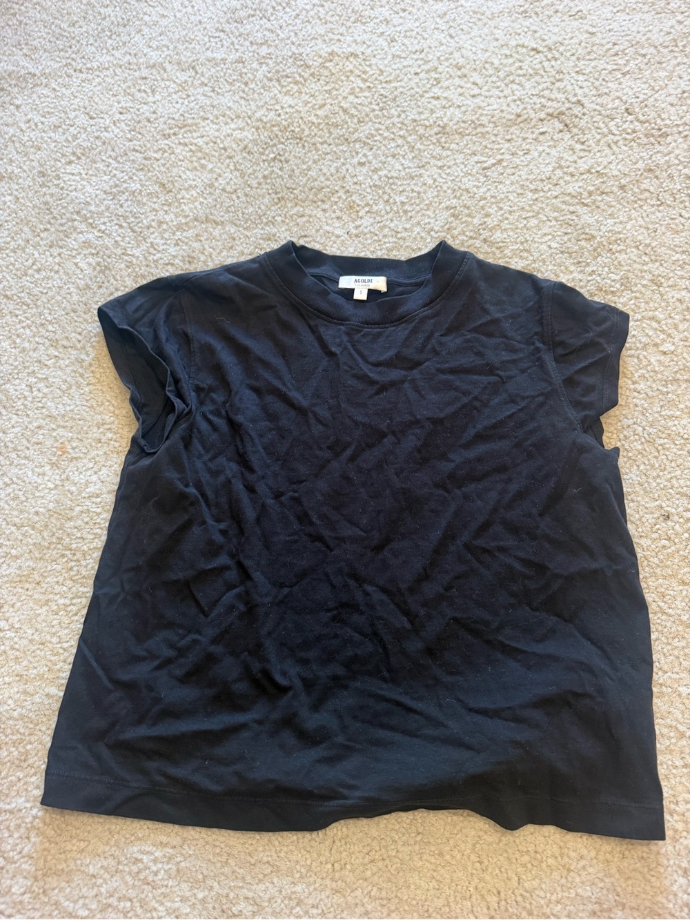 Agolde Black Cap Sleeve Crew Tee